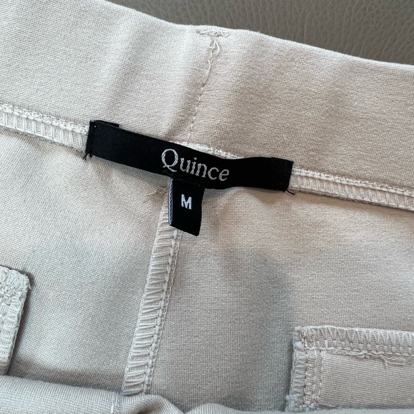 QUINCE ultra stretch ponte straight leg pant in Ecru-Medium Petite - Picture 3 of 8